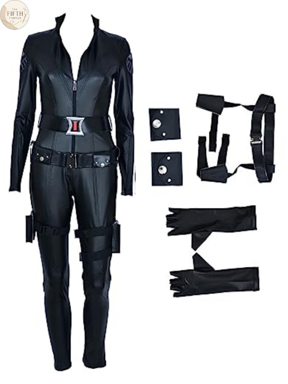 Cosplay.fm Widow Universe Space Costume Bodysuit with Holster Faux Leather